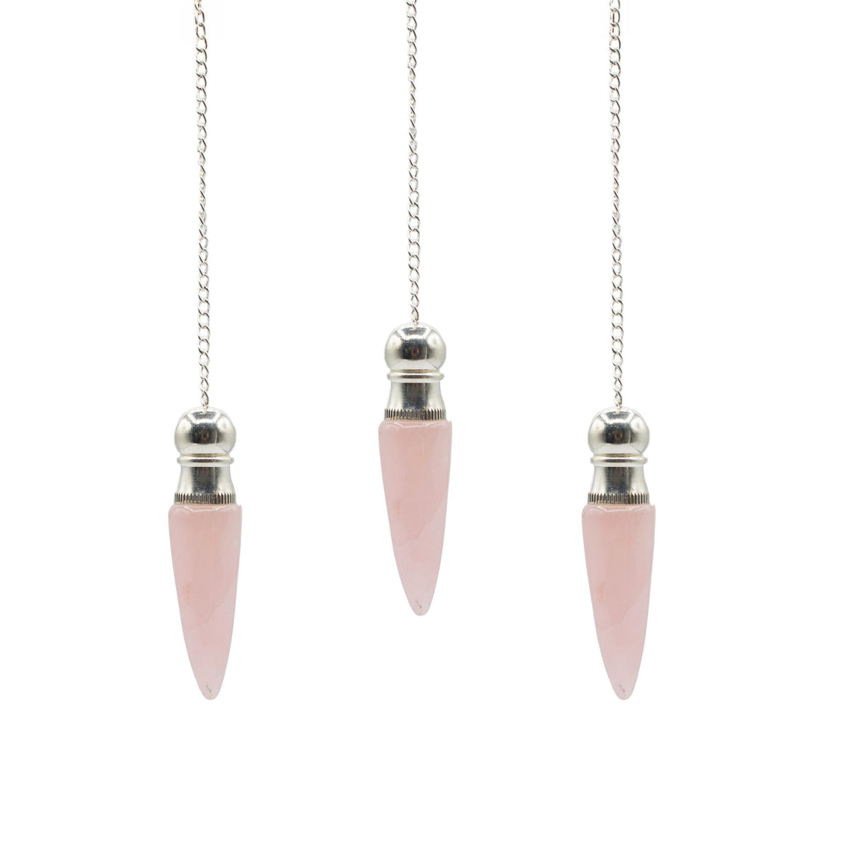 Pendule de radiesthésie en quartz rose avec compartiment secret