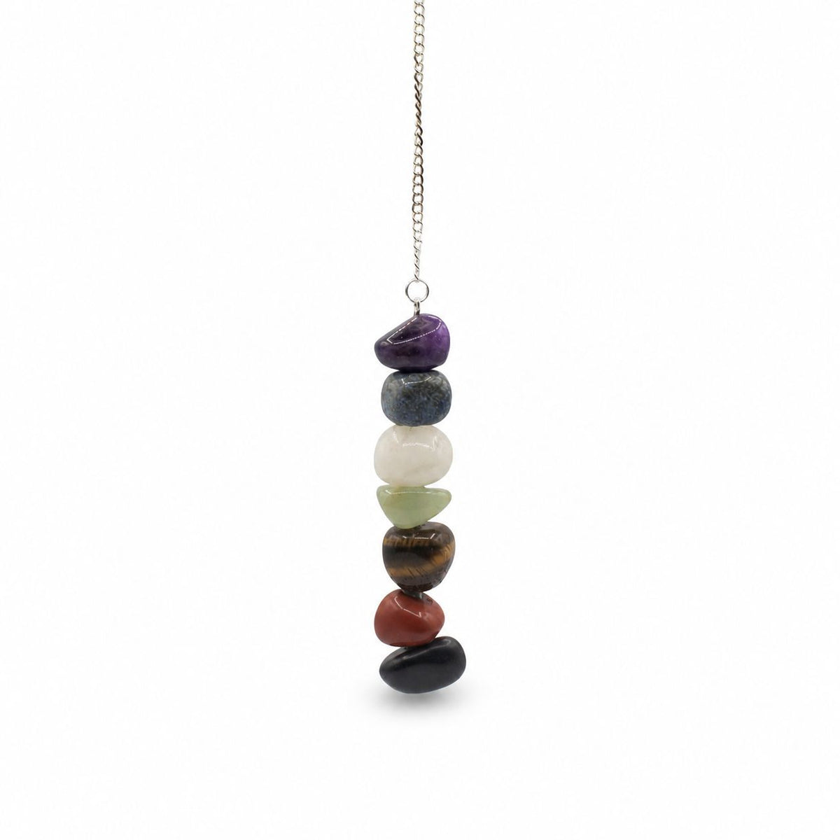 Pendule 7 chakras en pierres naturelles polies