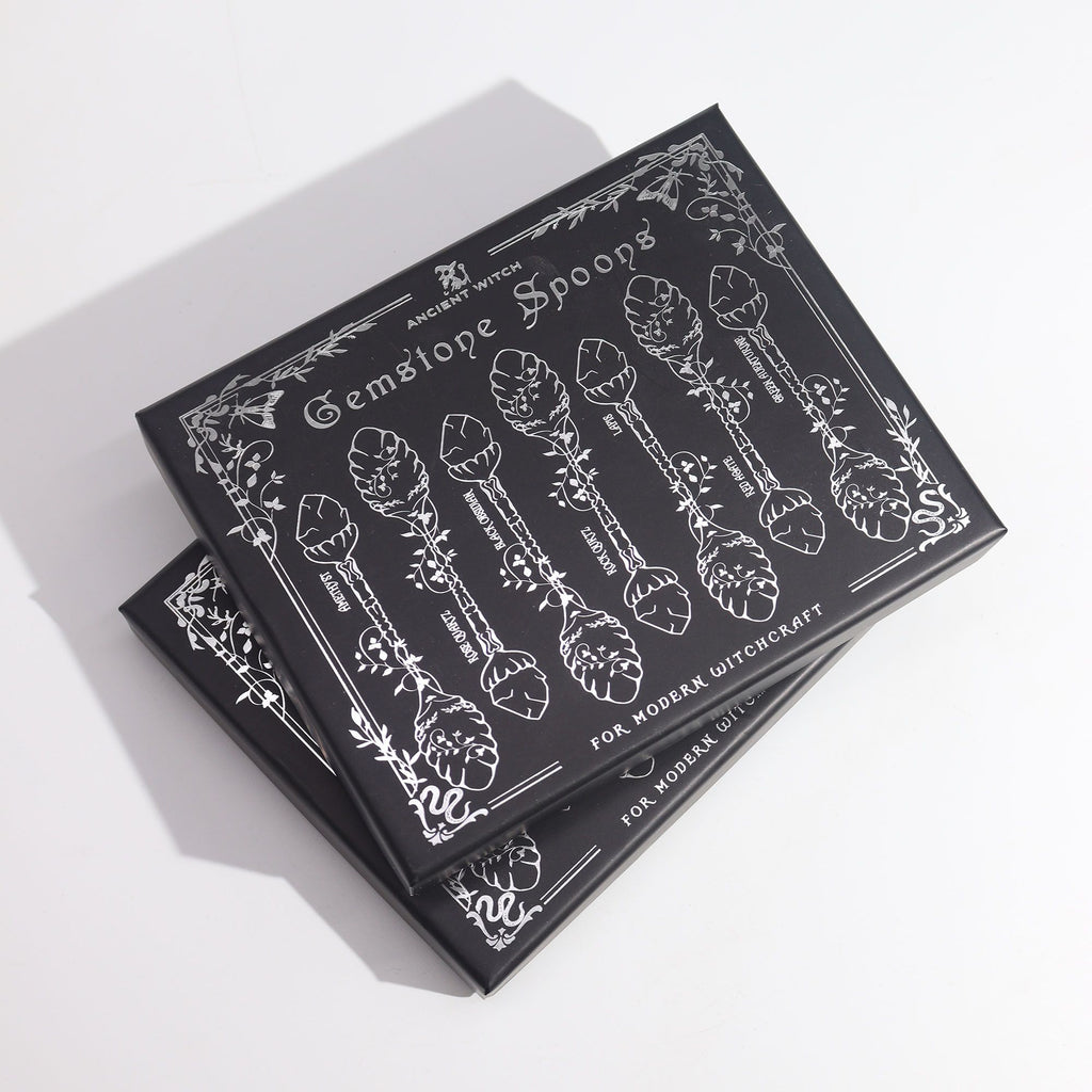 Set de 7 cuillères décoratives de sorcière – finition bronze