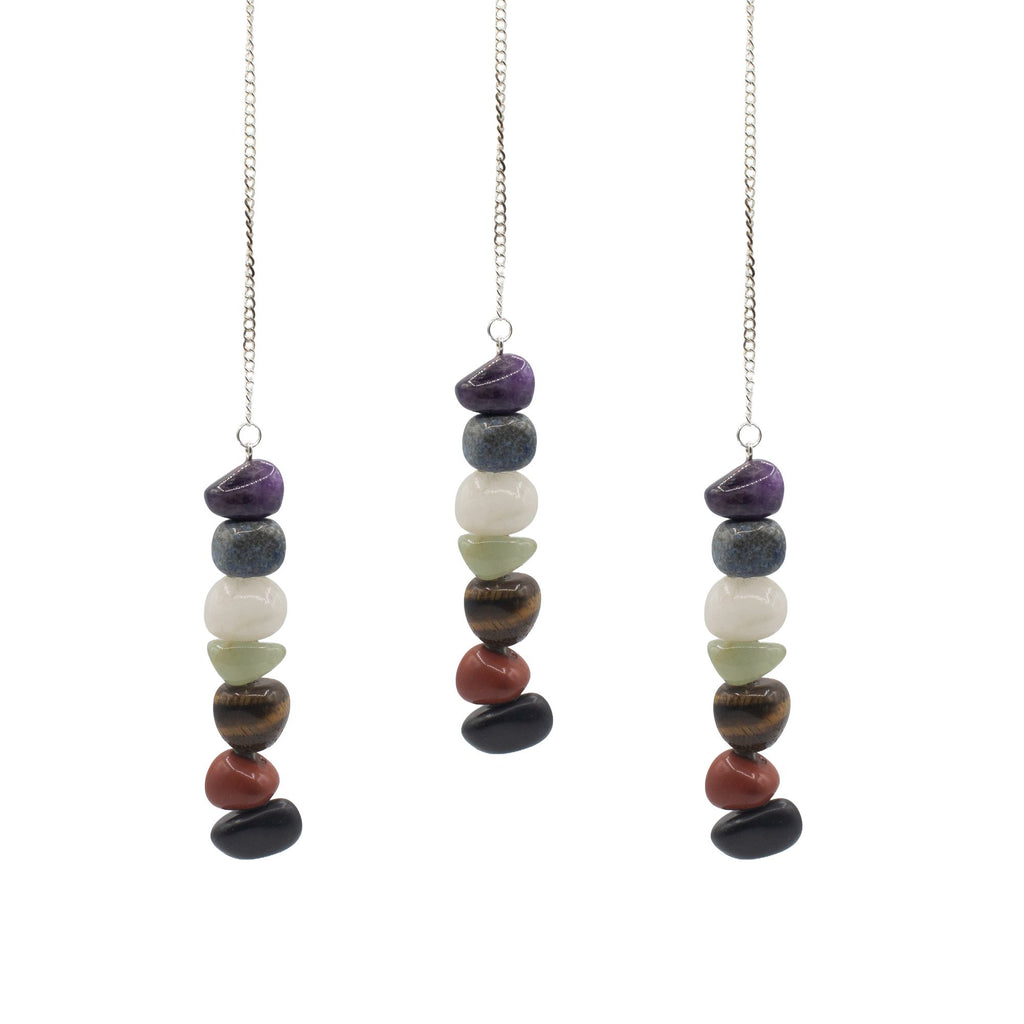 Pendule 7 chakras en pierres naturelles polies