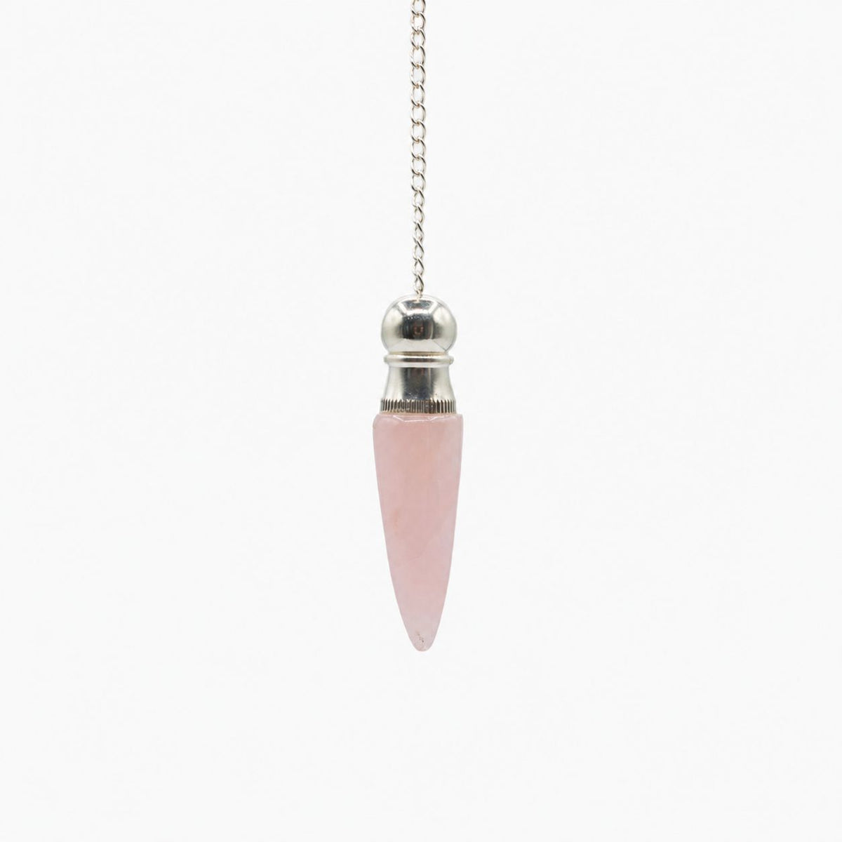 Pendule de radiesthésie en quartz rose avec compartiment secret