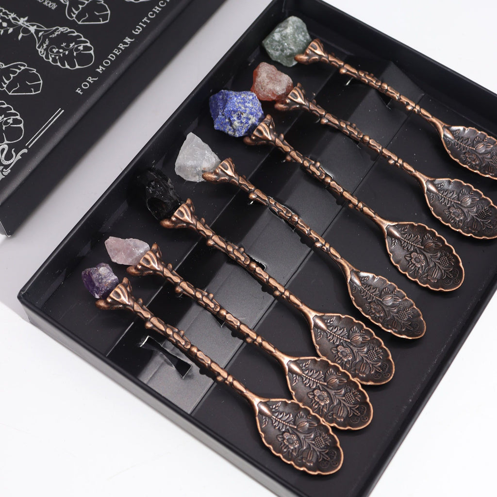 Set de 7 cuillères décoratives de sorcière – finition bronze